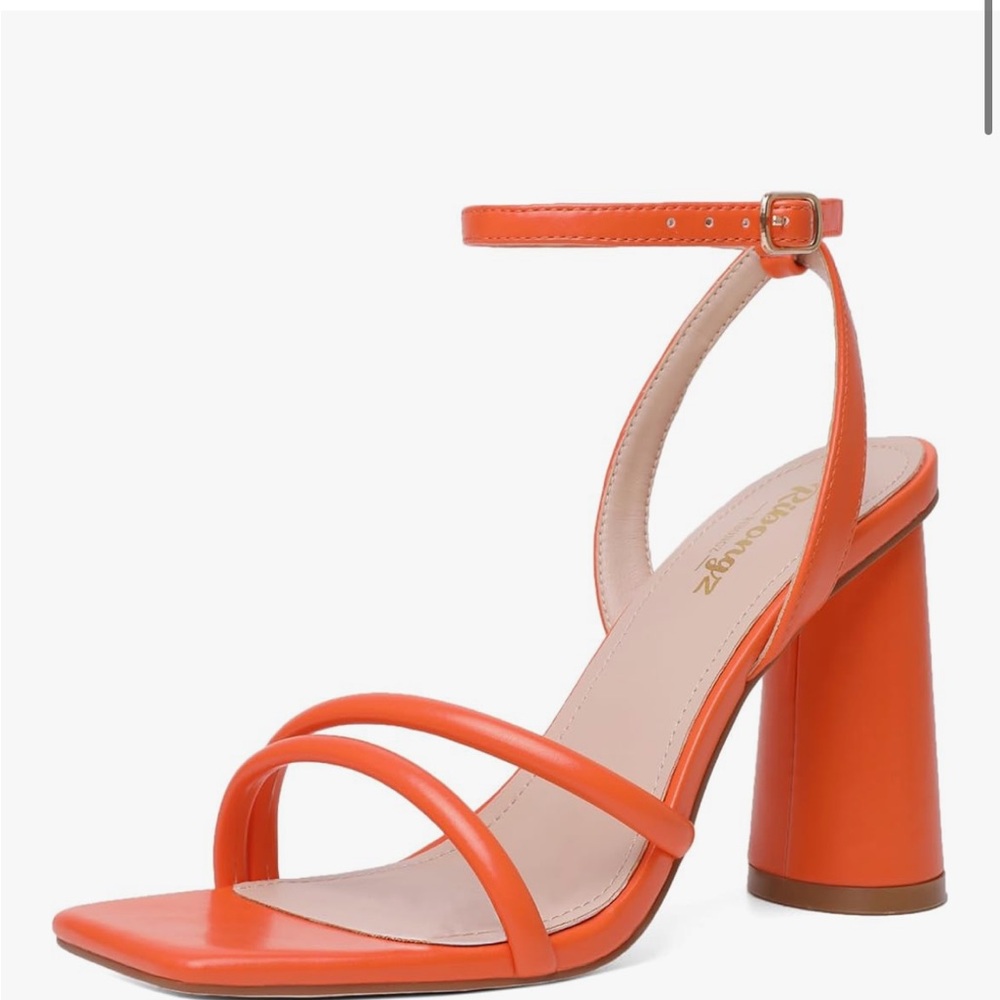 Women's Orange Strappy Heeled Sandals